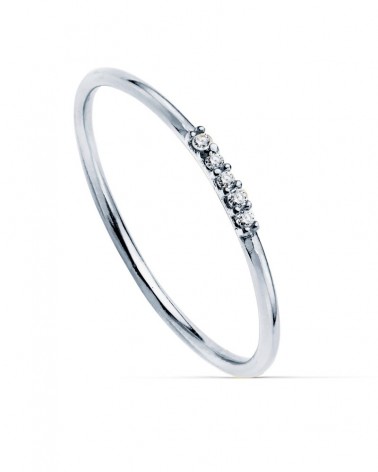 Sortija oro blanco 18k cinco diamantes laboratorio 1mm
