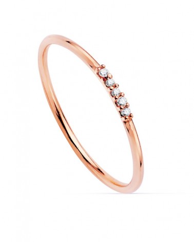 Sortija oro rosa 18k cinco diamantes laboratorio