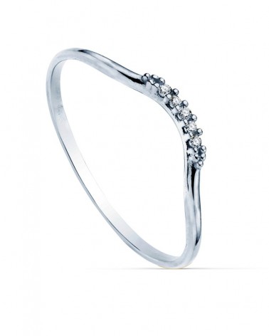 Sortija oro blanco 18k cinco diamantes laboratorio