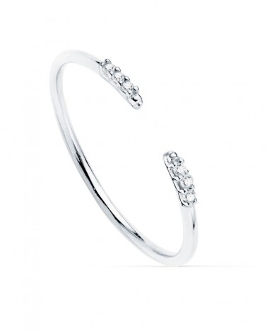 Sortija oro blanco 18k abierta diamantes laboratorio
