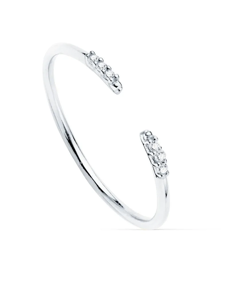 Sortija oro blanco 18k abierta diamantes laboratorio