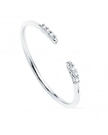 Sortija oro blanco 18k abierta diamantes laboratorio