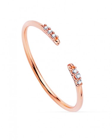 Anillo abierto oro rosa 18k diamantes laboratorio
