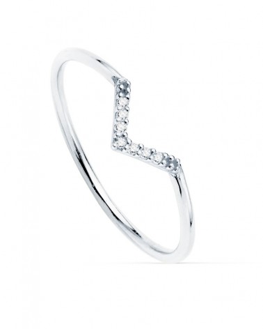Sortija oro blanco 18k chevron diamantes laboratorio