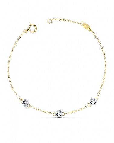 Pulsera oro 18k bicolor cadena diamantes laboratorio 19cm