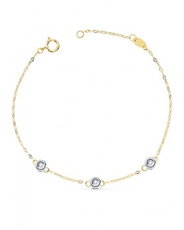 Pulsera oro 18k bicolor cadena diamantes laboratorio 19cm