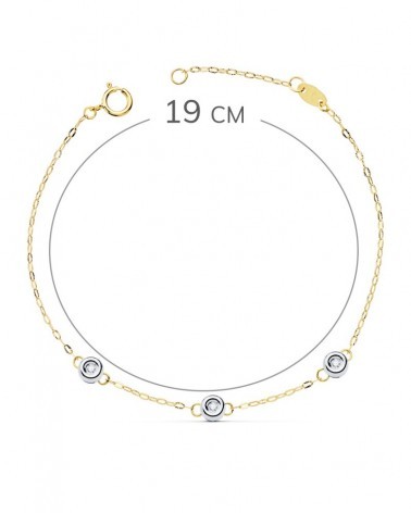 Pulsera oro 18k bicolor cadena diamantes laboratorio 19cm