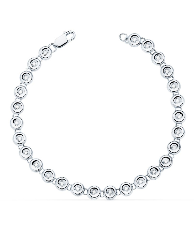 Pulsera oro blanco 18k riviere diamantes laboratorio 19cm
