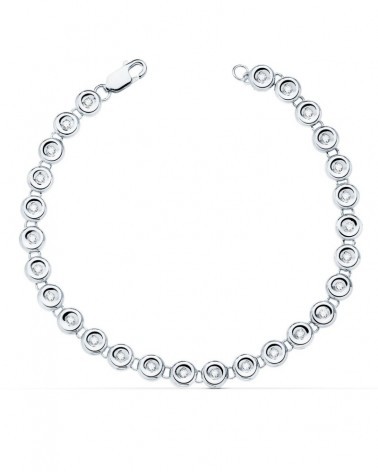 Pulsera oro blanco 18k riviere diamantes laboratorio 19cm