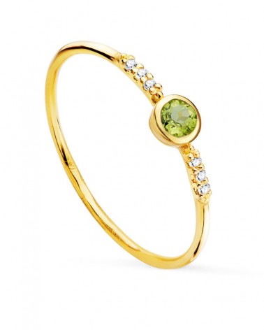 Sortija oro 18k olivina y diamantes laboratorio