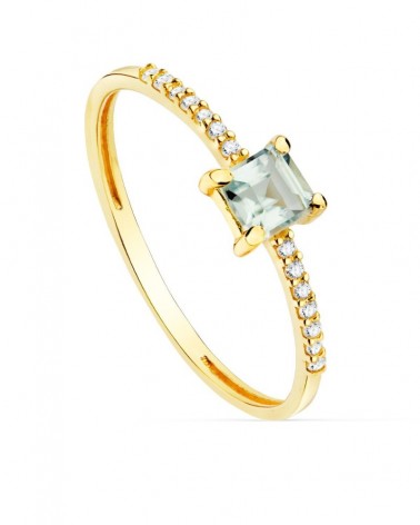 Sortija oro amarillo 18k diamantes laboratorio aguamarina