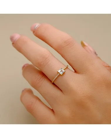 Sortija oro amarillo 18k diamantes laboratorio aguamarina