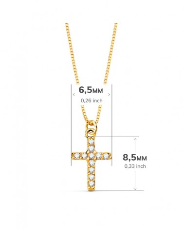 Cruz oro 18k diamantes laboratorio cadena veneciana 45 cm