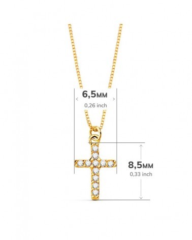 Cruz oro 18k diamantes laboratorio cadena veneciana 45 cm