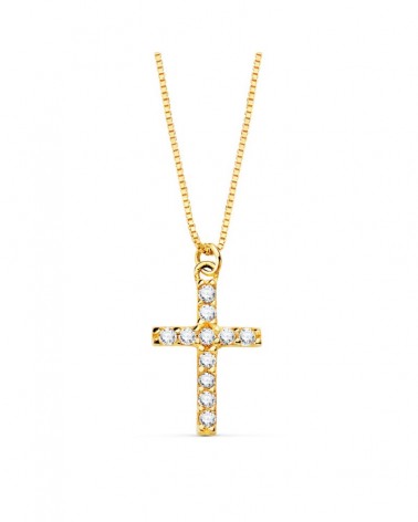 Colgante cruz oro 18k diamantes laboratorio cadena 45 cm