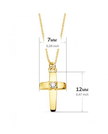 Cruz oro 18k diamante cadena veneciana 45 cm