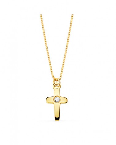 Colgante cruz oro 18k diamante laboratorio