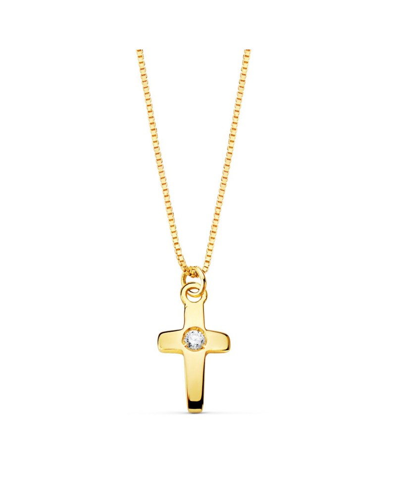Colgante cruz oro 18k diamante laboratorio
