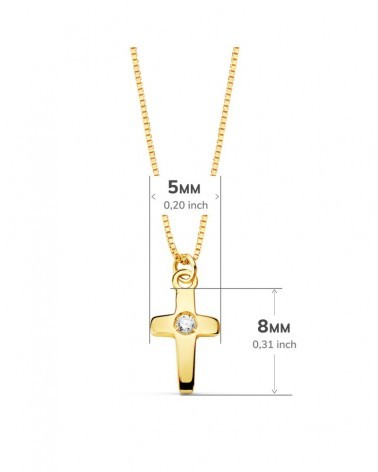 Colgante cruz oro 18k diamante laboratorio