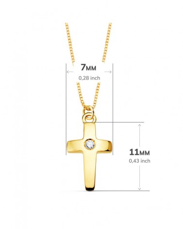 Colgante cruz oro 18k diamante cadena veneciana 45cm