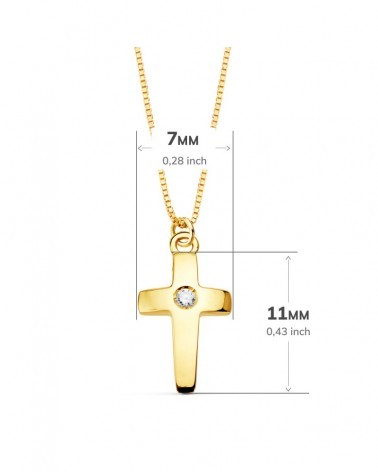 Colgante cruz oro 18k diamante cadena veneciana 45cm