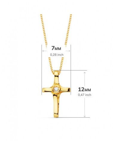 Cruz oro 18k diamante cadena veneciana 45cm