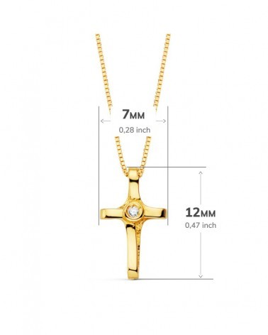 Cruz oro 18k diamante cadena veneciana 45cm