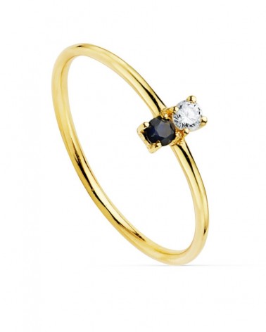 Sortija oro 18k diamante laboratorio zafiro