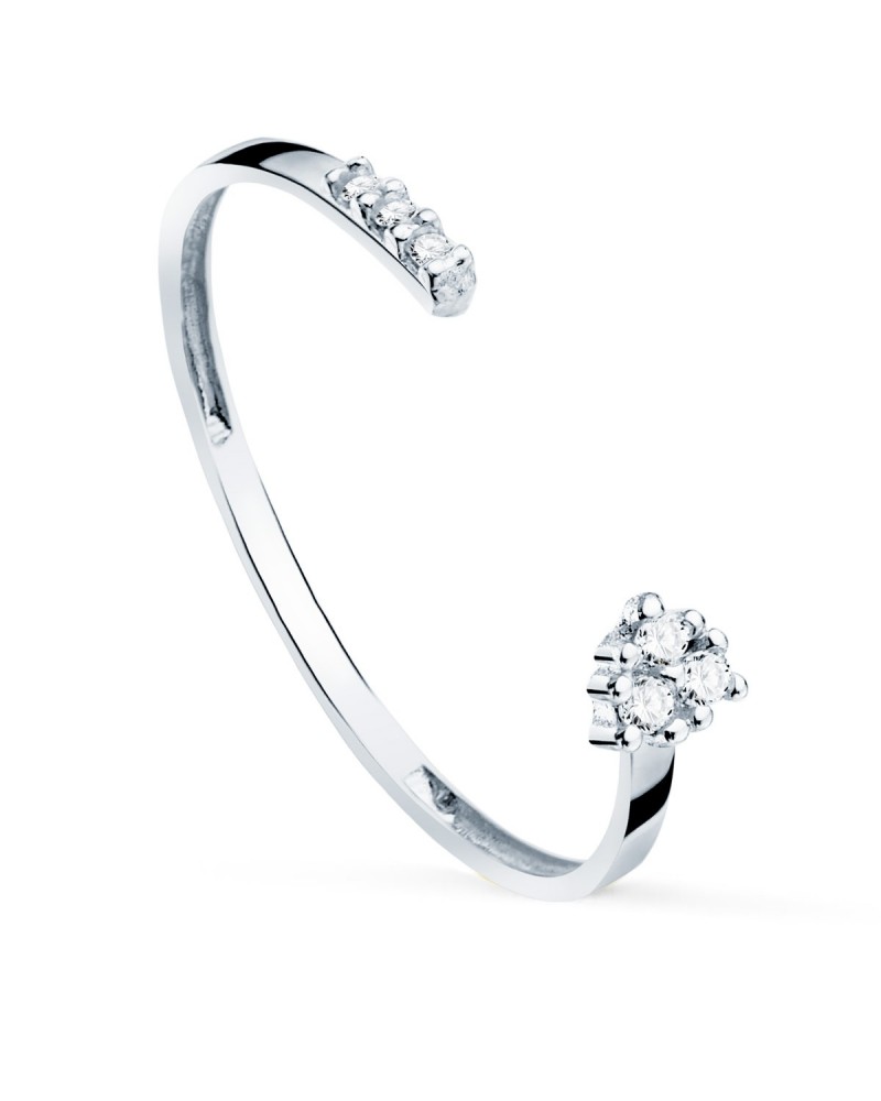 Sortija oro blanco 18k diamantes laboratorio abierta
