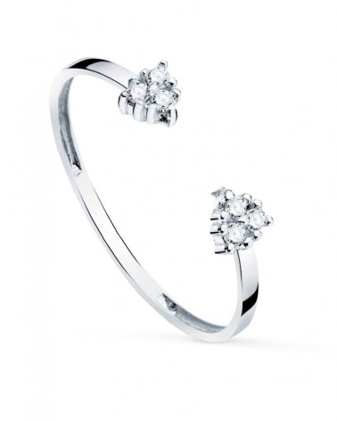 Sortija oro blanco 18k esmeralda recristalizada abierta