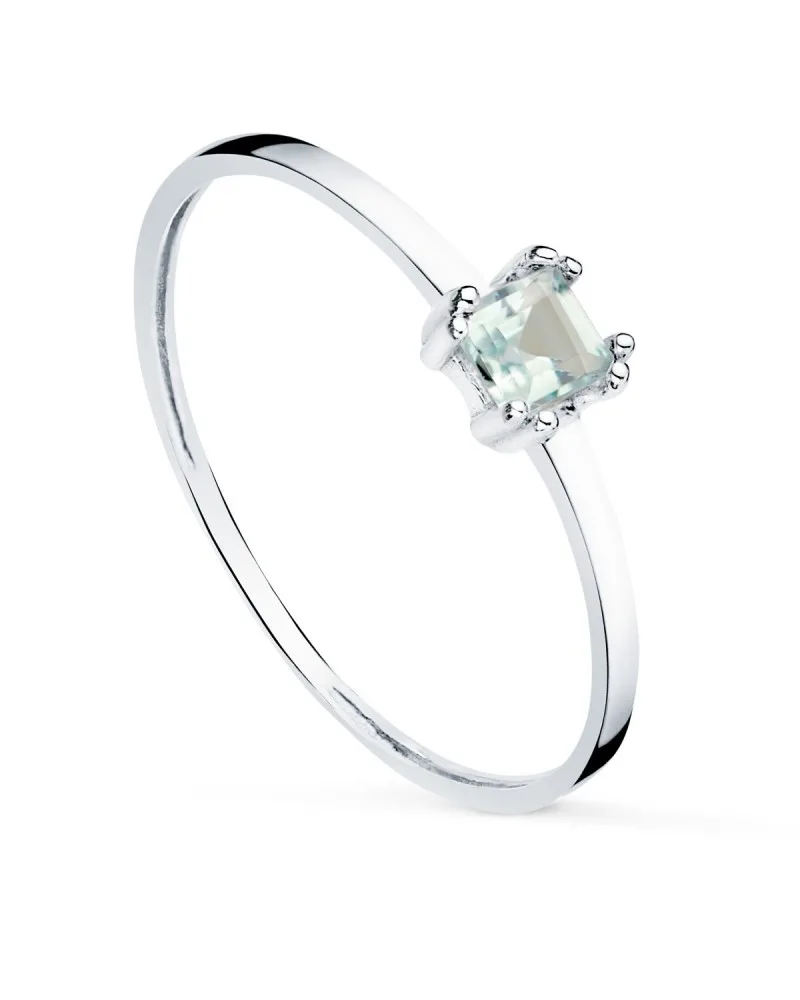 Sortija oro blanco 18k aguamarina natural 4x3mm