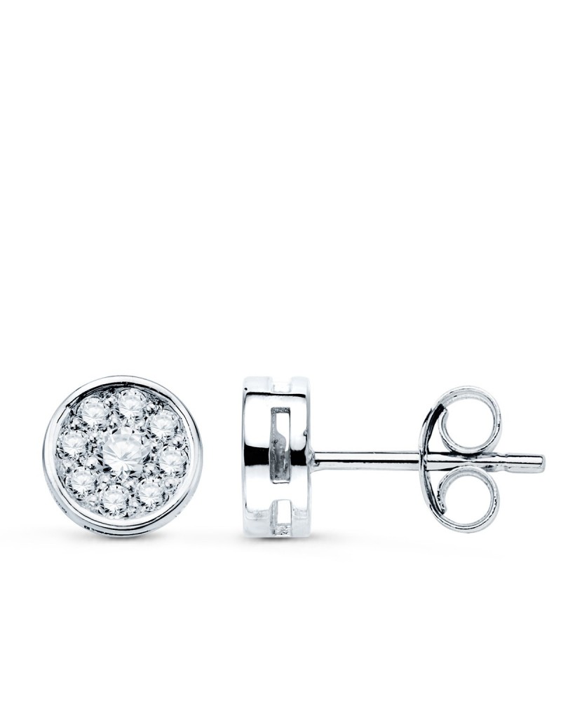 Pendientes oro blanco 18k diamante laboratorio 7mm