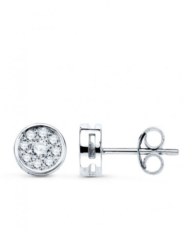 Pendientes oro blanco 18k diamante laboratorio 7mm