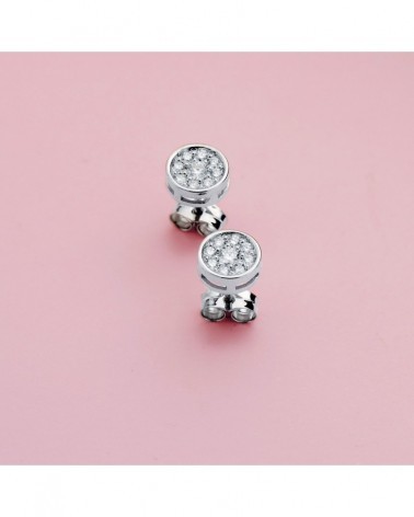 Pendientes oro blanco 18k diamante laboratorio 7mm