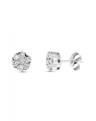 Pendientes oro blanco 18k diamantes laboratorio roseta 7mm