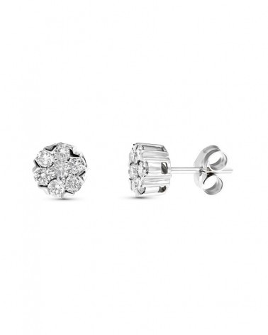 Pendientes oro blanco 18k diamantes laboratorio roseta 7mm