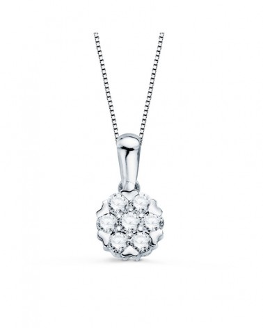 Colgante oro blanco 18k diamante laboratorio flor 7mm