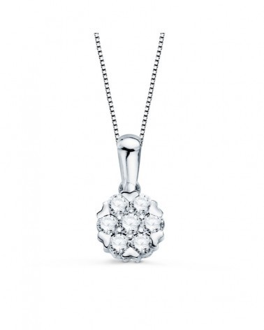 Colgante oro blanco 18k diamante laboratorio flor 7mm