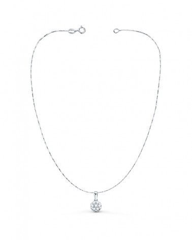 Colgante oro blanco 18k diamante laboratorio flor 7mm