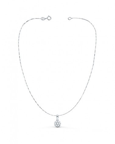 Colgante oro blanco 18k diamante laboratorio flor 7mm