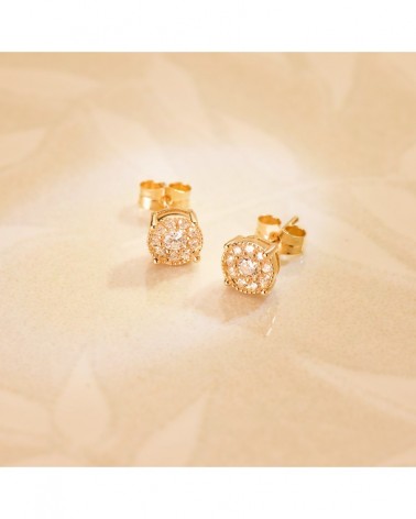 Pendientes oro 18k diamantes laboratorio roseta 6,5mm