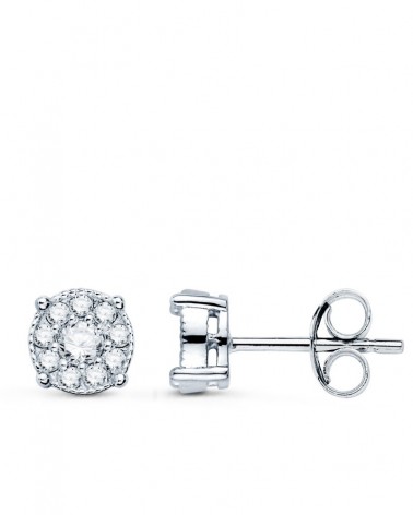 Pendientes oro blanco 18k diamantes laboratorio 7mm