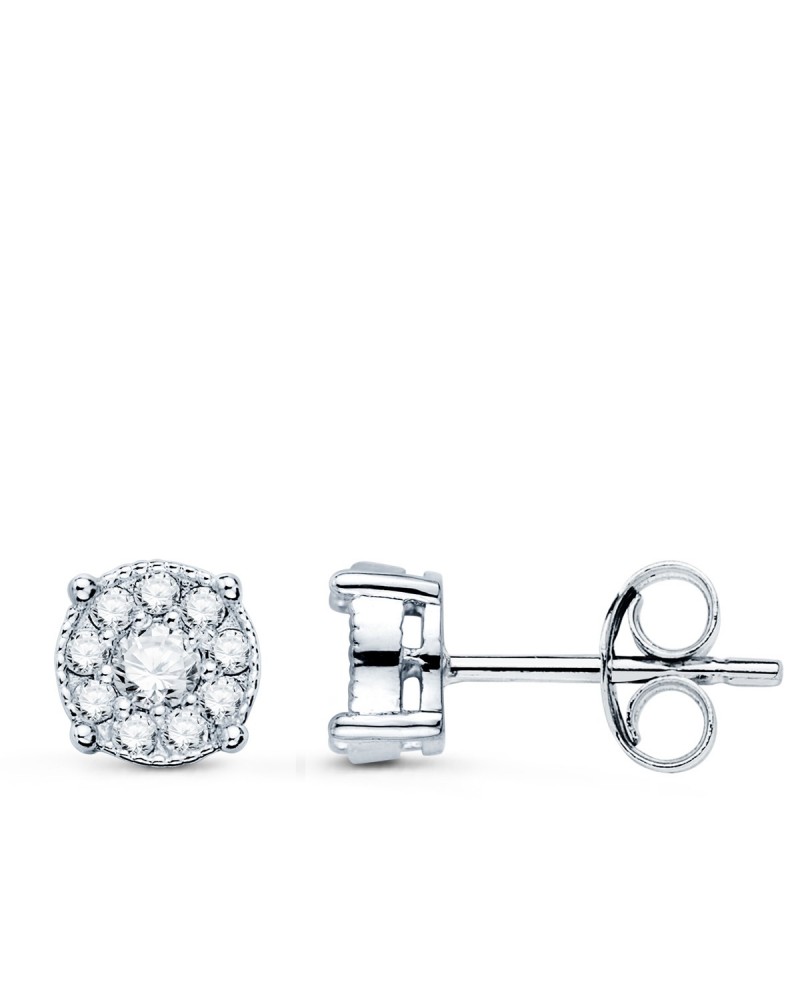 Pendientes oro blanco 18k diamantes laboratorio 7mm