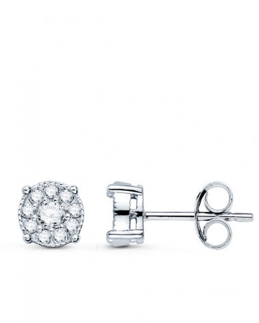 Pendientes oro blanco 18k diamantes laboratorio 7mm