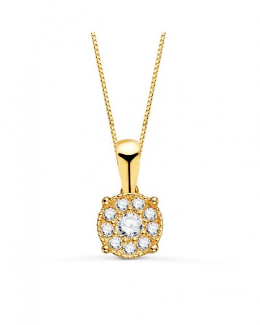 Colgante oro 18k diamantes laboratorio roseta 6,5 mm