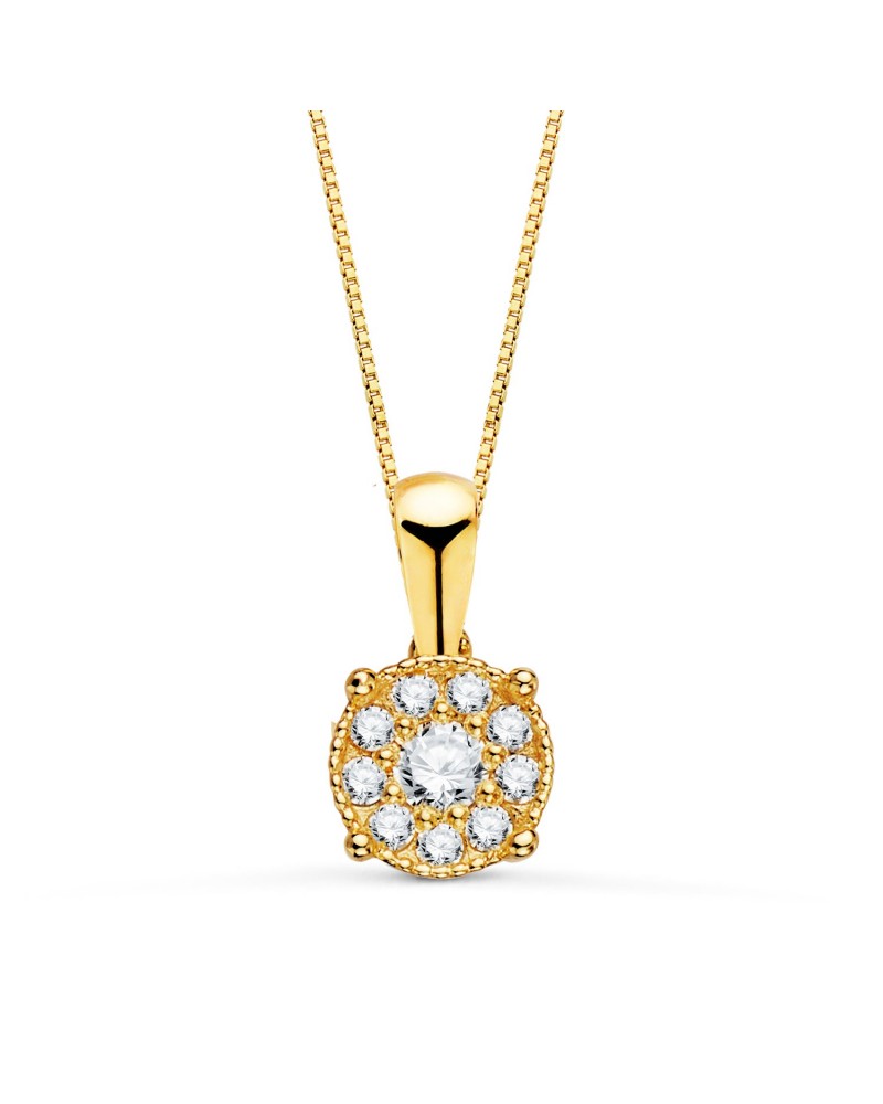 Colgante oro 18k diamantes laboratorio roseta 6,5 mm