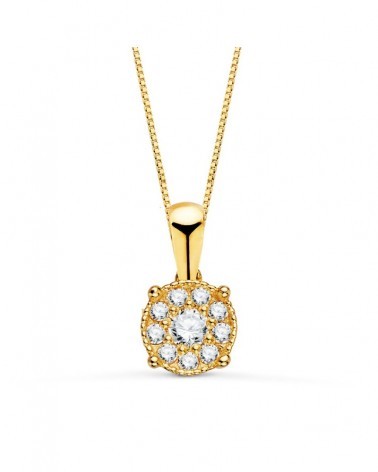 Colgante oro 18k diamantes laboratorio roseta 6,5 mm