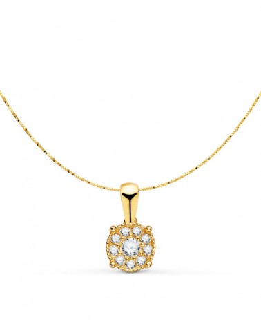Colgante oro 18k diamantes laboratorio roseta 6,5 mm