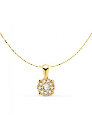 Colgante oro 18k diamantes laboratorio roseta 6,5 mm