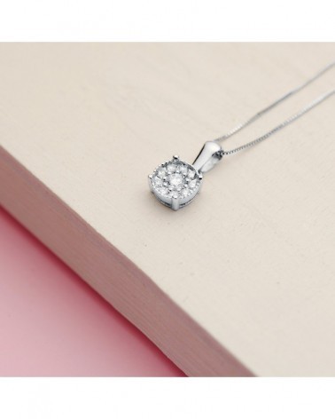 Colgante oro blanco 18k diamantes laboratorio 6,5mm